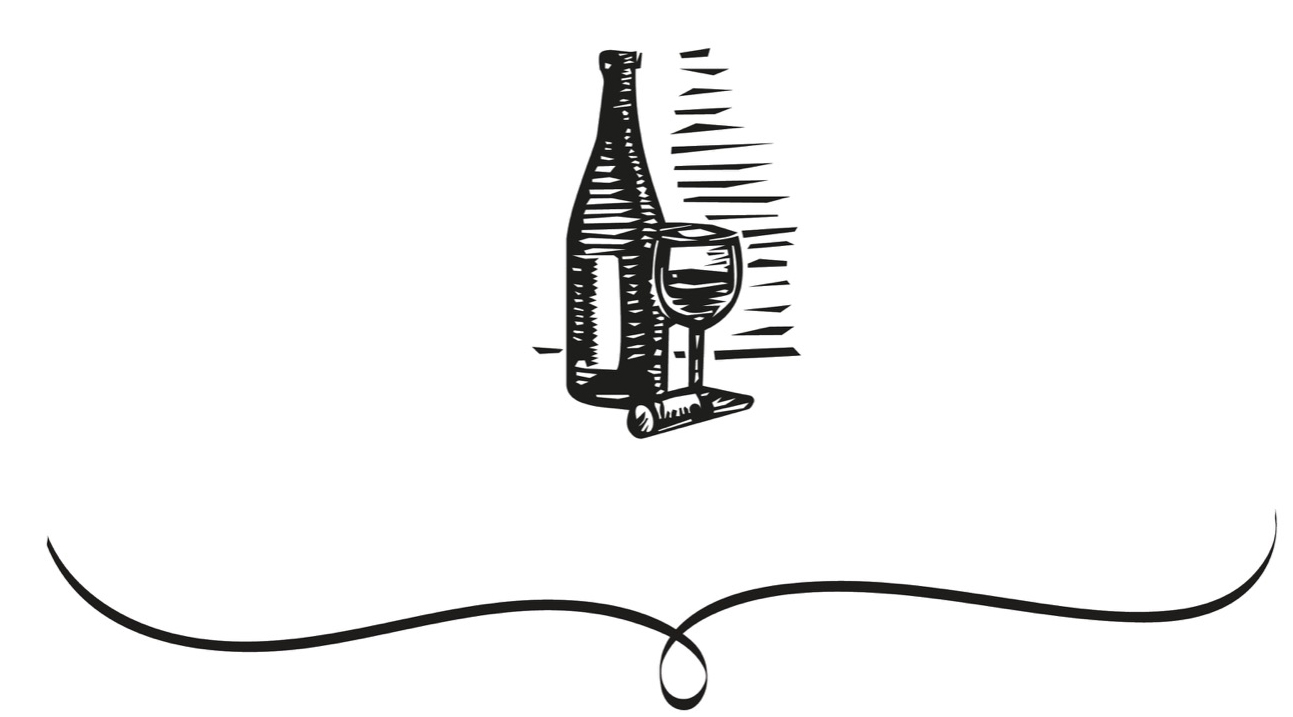 drawing of wine bottle and glass