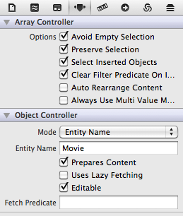 Array controller attributes property set