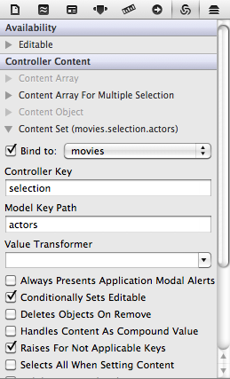 Actors’ content set bindings