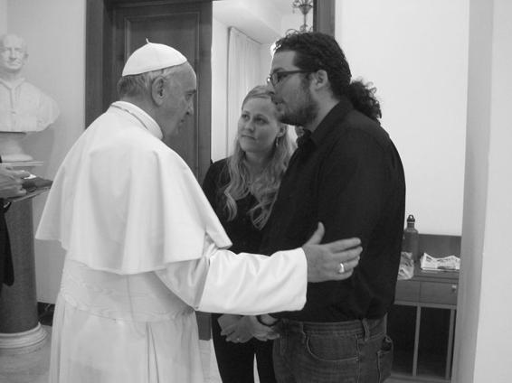 Another angle on Jared and Michelle talking with Pope Francis