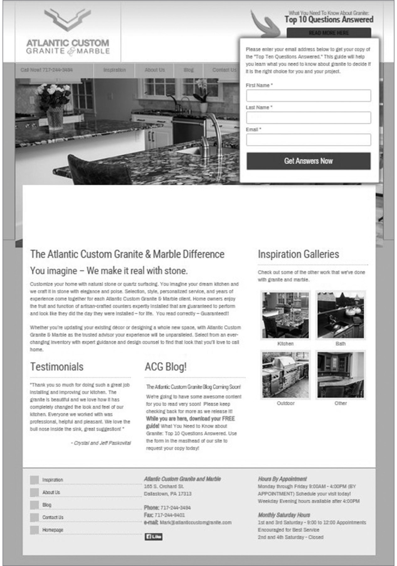 FIGURE 6.1: Atlantic Granite Landing Page