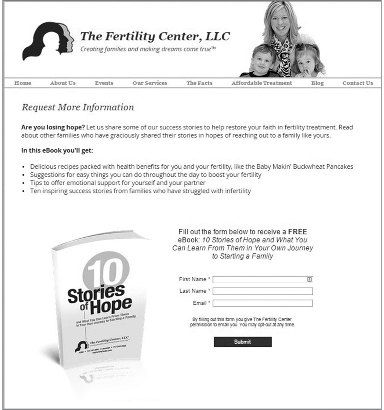 FIGURE 6.3: The Fertility Center Landing Page