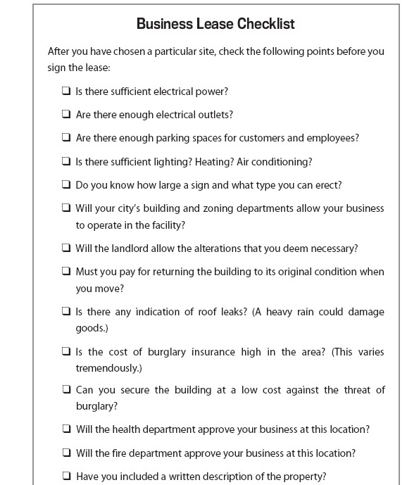 Figure 17.2 Business Lease..