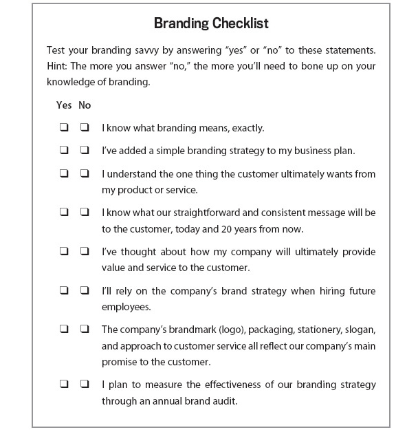 Figure 29.1. Branding Checklist