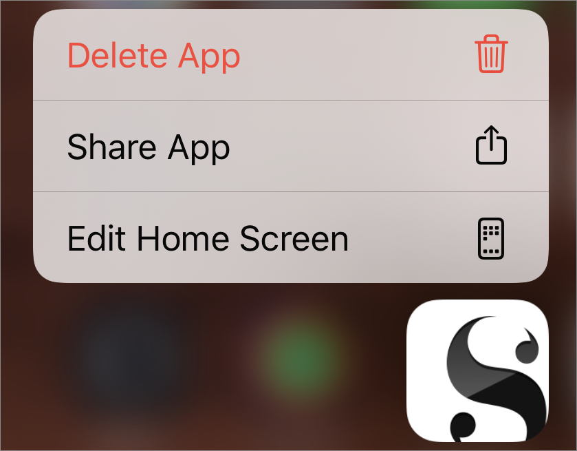 Figure 51: Touch and hold a Home screen icon to elicit a menu.