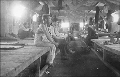 A scene from the interior of one of the barracks of Camp...