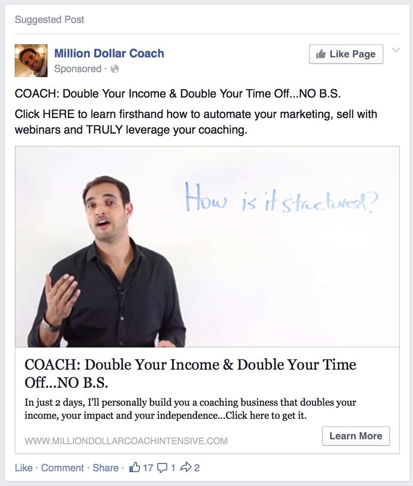 One of Taki Moore’s higher performing Facebook ads