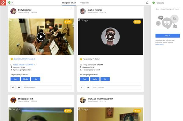 Google+ makes it easy to host, find, sign up for, record, and comment on Hangouts