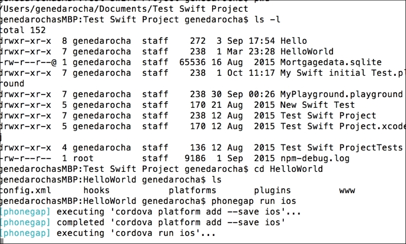 An Xcode project with PhoneGap, HTML5, and Swift