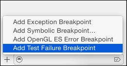 Breakpoint that breaks on test failure