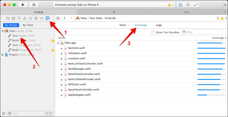 Code coverage in Xcode