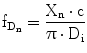 $$\mathrm{f}_{\mathrm{D}_{\mathrm{n}}}=\frac{\mathrm{X}_{\mathrm{n}}\cdot\mathrm{c}}{\uppi\cdot\mathrm{D}_{\mathrm{i}}}$$