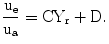 $$\frac{\mathrm{u_{e}}}{\mathrm{u_{a}}} =\mathrm{CY_{r}+D}.$$