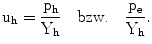 $$\mathrm{u_{h}}=\frac{\mathrm{p_{h}}}{\mathrm{Y_{h}}}\quad\text{bzw.}\quad\frac{\mathrm{p_{e}}}{\mathrm{Y_{h}}}.$$