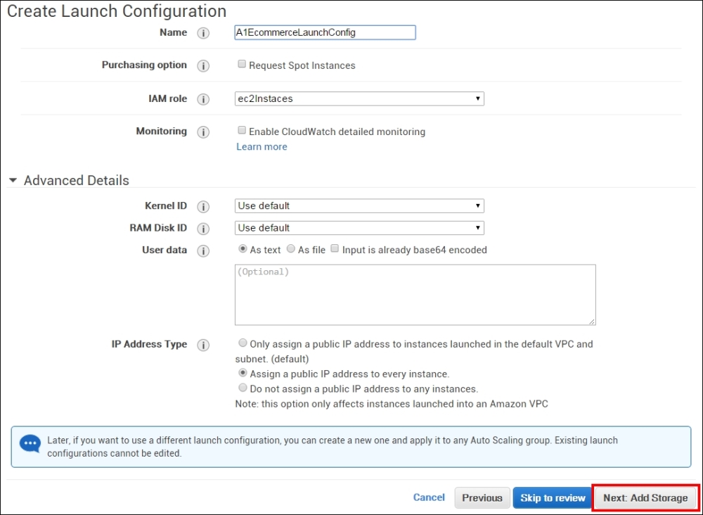 Creating a launch configuration