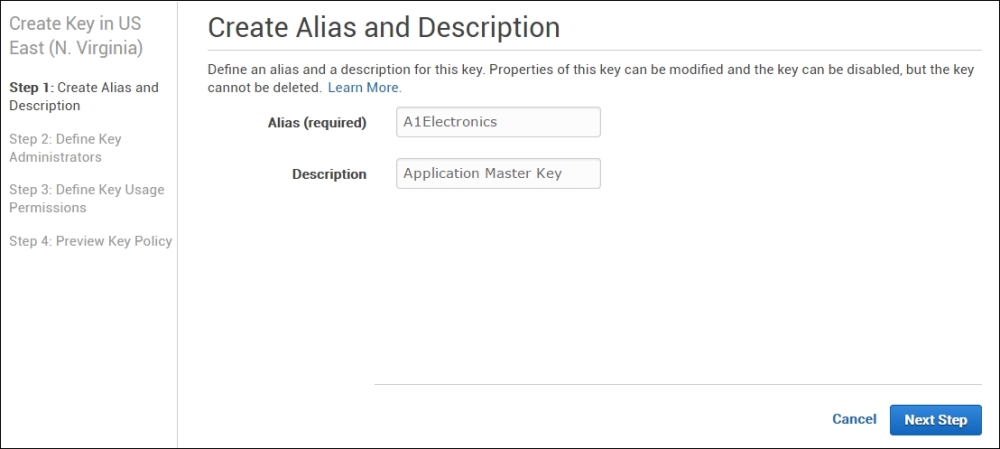 Creating the KMS key