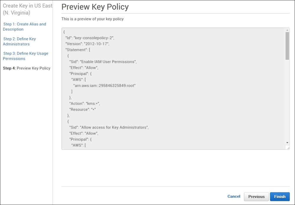 Creating the KMS key