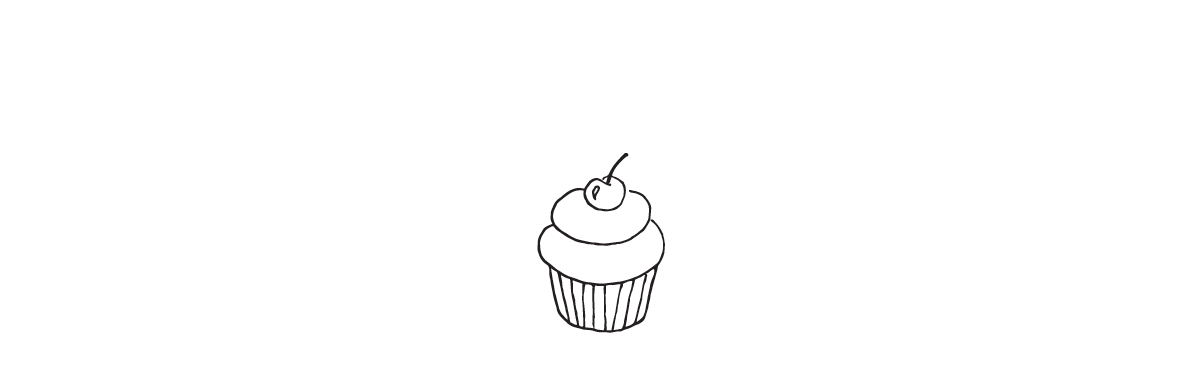 Illustration of a cupcake with a cherry on top.