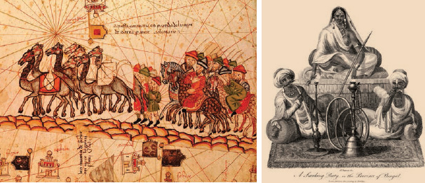 FROM LEFT: Marco Polo • India, smoking Hookah