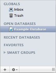 The sidebar lets you access data that may apply to more than one database.