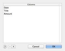 Add columns to a new sheet in this dialog.