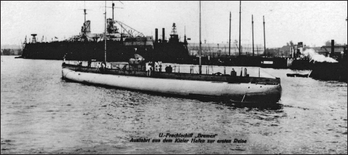 The U-Bremen setting out for her acceptance trials on 17 July 1916.