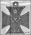 This is the catalog illustration of an Iron Cross described as a “perfect replica of the notorious German decoration.”