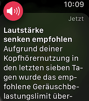 Ihre Apple Watch warnt Sie, wenn Sie zu laut Musik hören.