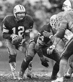 Behind a solid offensive line anchored by center Larry McCarren (54) and a potent passing attack from Lynn Dickey (12), the Packers finished with the NFC’s third best record in 1982. (milwaukee journal sentinel)