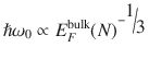 
$$ \hslash {\omega}_0\propto {E}_F^{\mathrm{bulk}}{(N)}^{-\raisebox{1ex}{$1$}\!\left/ \!\raisebox{-1ex}{$3$}\right.} $$
