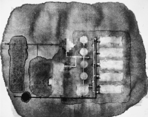 Figure 4.2.7 Lab Cleanliness: ink and bleach (2013). Copyright Helen Scalway