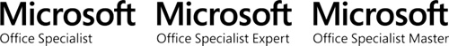 Image of the Microsoft Office Specialist, Expert, and Master logos.