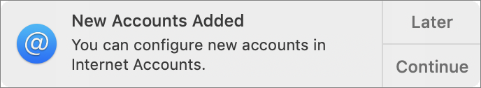 Figure 22: Sometimes email accounts are correctly configured but not turned on until you agree by clicking Continue.