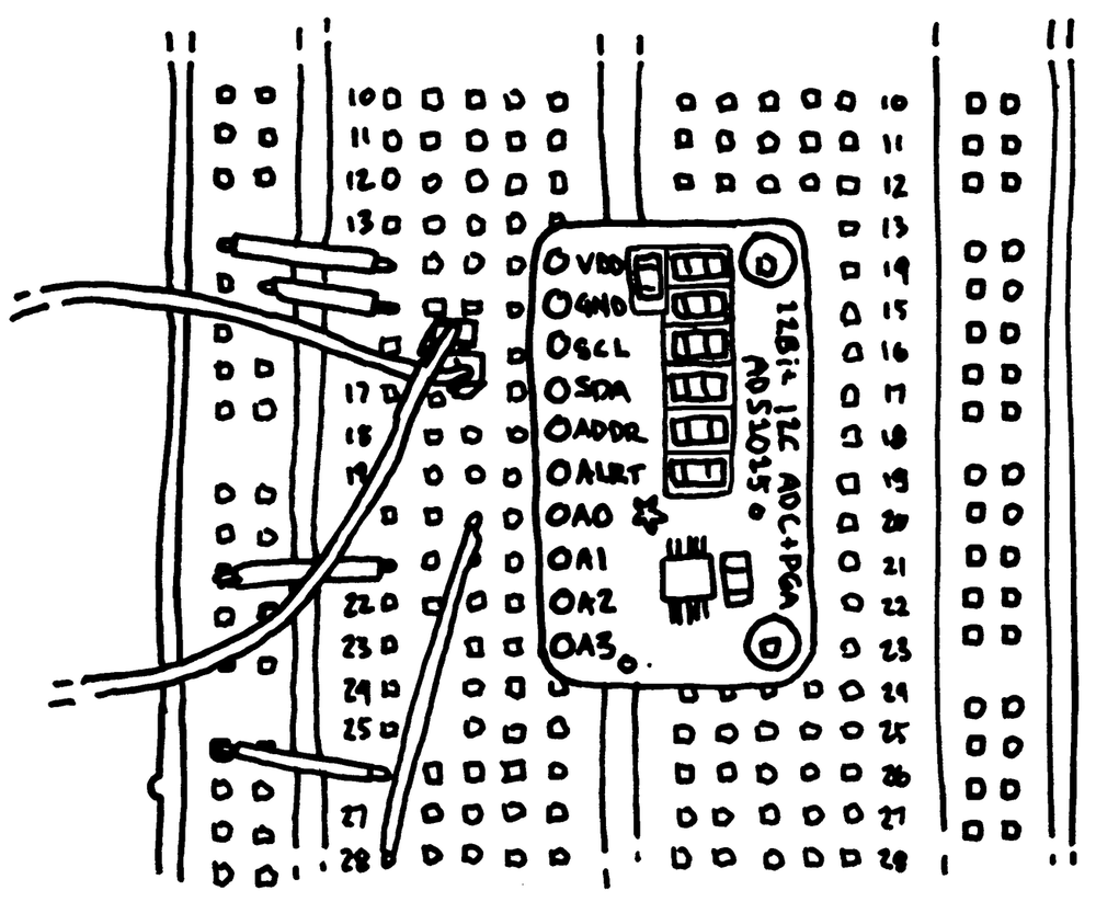 The ADS1015 analog to digital converter breakout from Adafruit