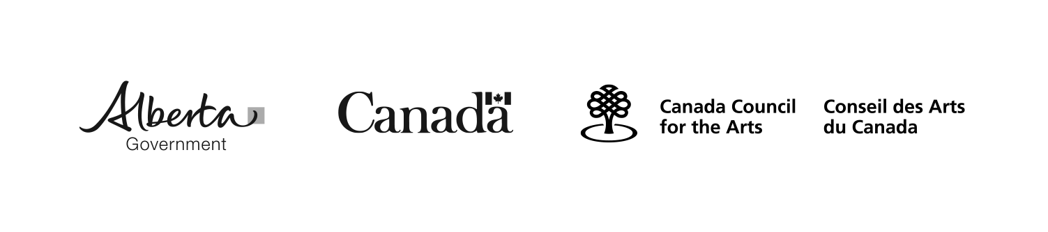 Alberta government logo, Government of Canada logo, Canada Council for the Arts logo