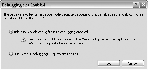 You’ll see this if you start debugging before you have a Web.config file