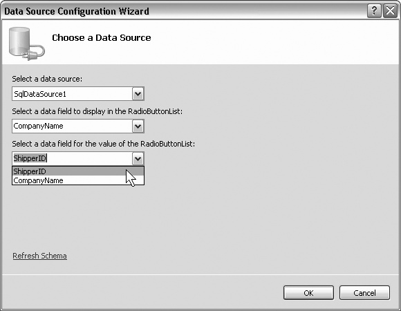 Choosing the data fields