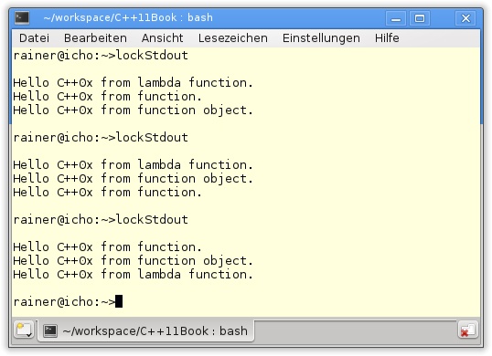 Koordiniertes Schreiben der drei Threads nach std::cout