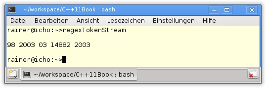 Ausgabe des Token-Stream-Iterators