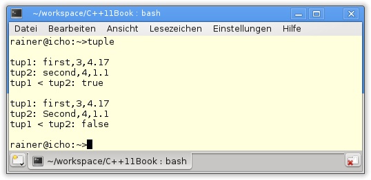 Vergleichen, Lesen und Schreiben von std::tuple