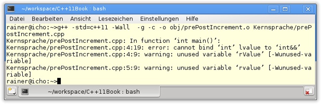 Das Ergebnis einer Pre-Inkrement-Operation lässt sich nicht an eine Rvalue-Referenz binden