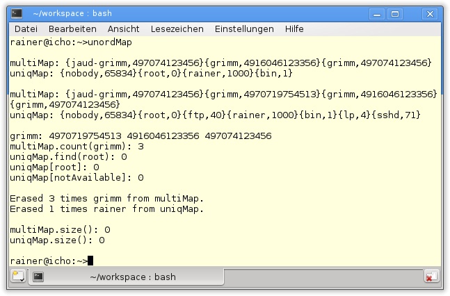 Verschiedene Anwendungen von std::unordered_map und std::unordered_multimap