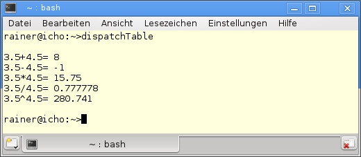 Einfache Arithmetik mit einem Dispatch Table