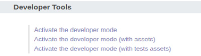 Figure 1.11 – Links to activate different developer modes