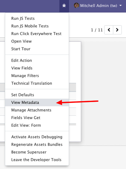 Figure 6.1 – Menu to open a record's metadata
