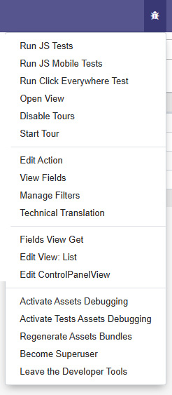 Figure 7.1 – Available options after activating debug mode 
