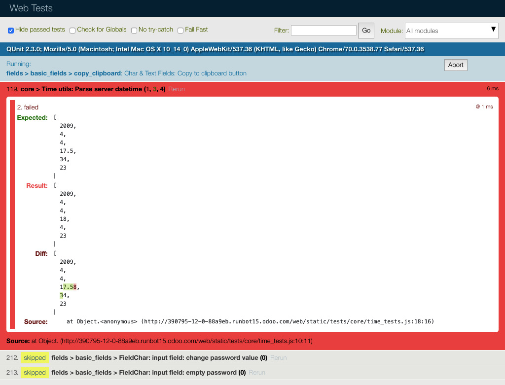 Figure 7.2 – QUnit test case result screen
