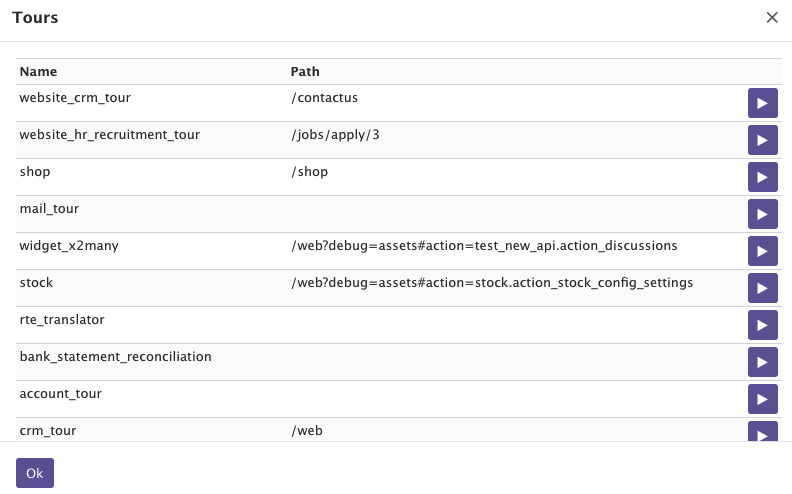 Figure 7.3 – Dialog to manually launch tours
