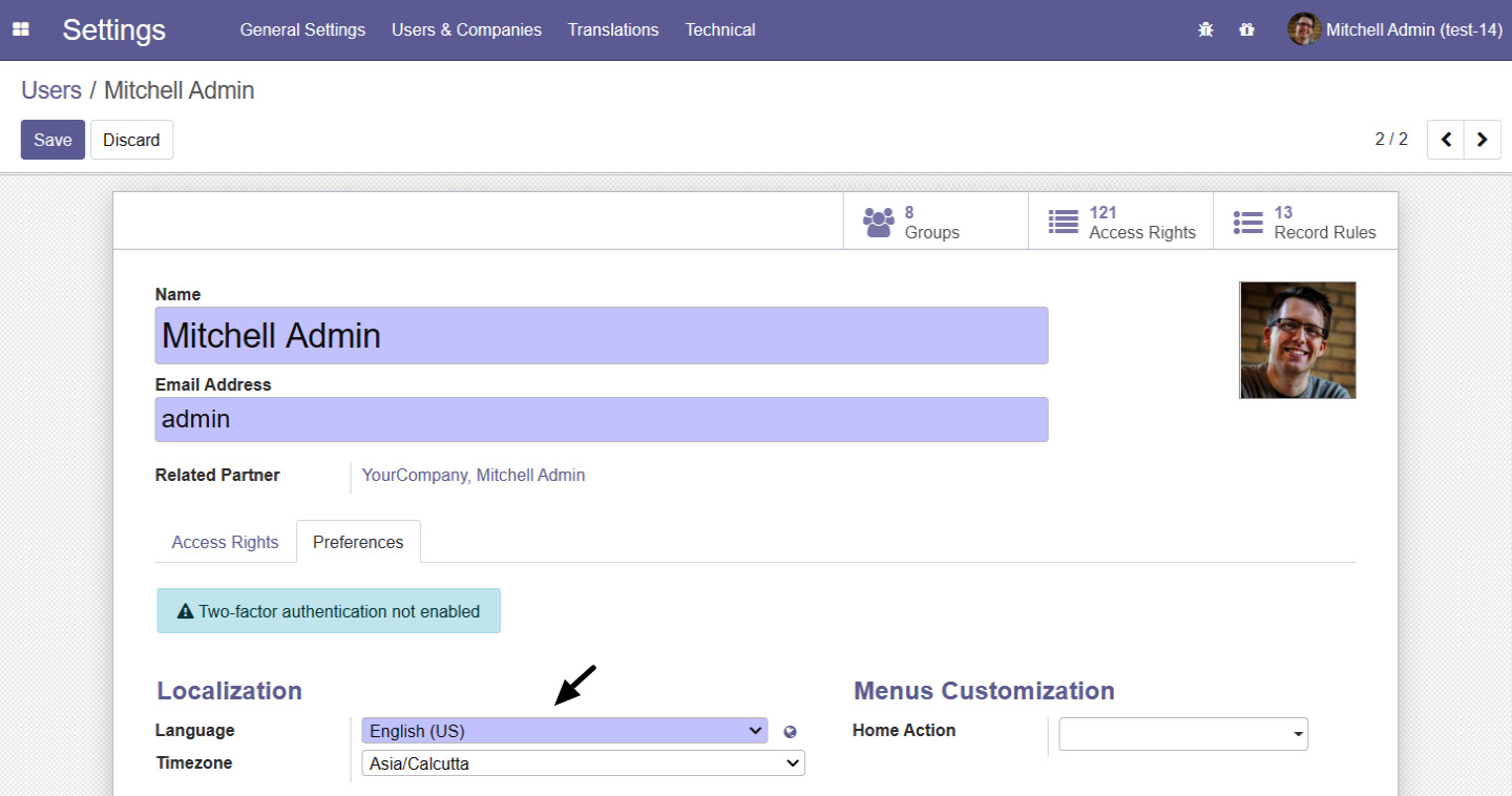 Figure 11.4 – User's form to set the language
