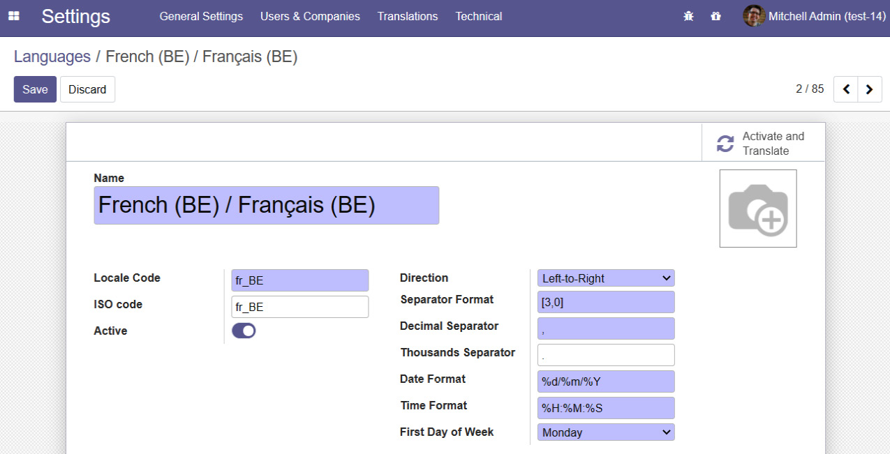 Figure 11.5 – Form to configure language settings
